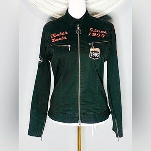 RARE Women's Harley Davidson Motor Parts 1903 Racing Black Jacket Small
